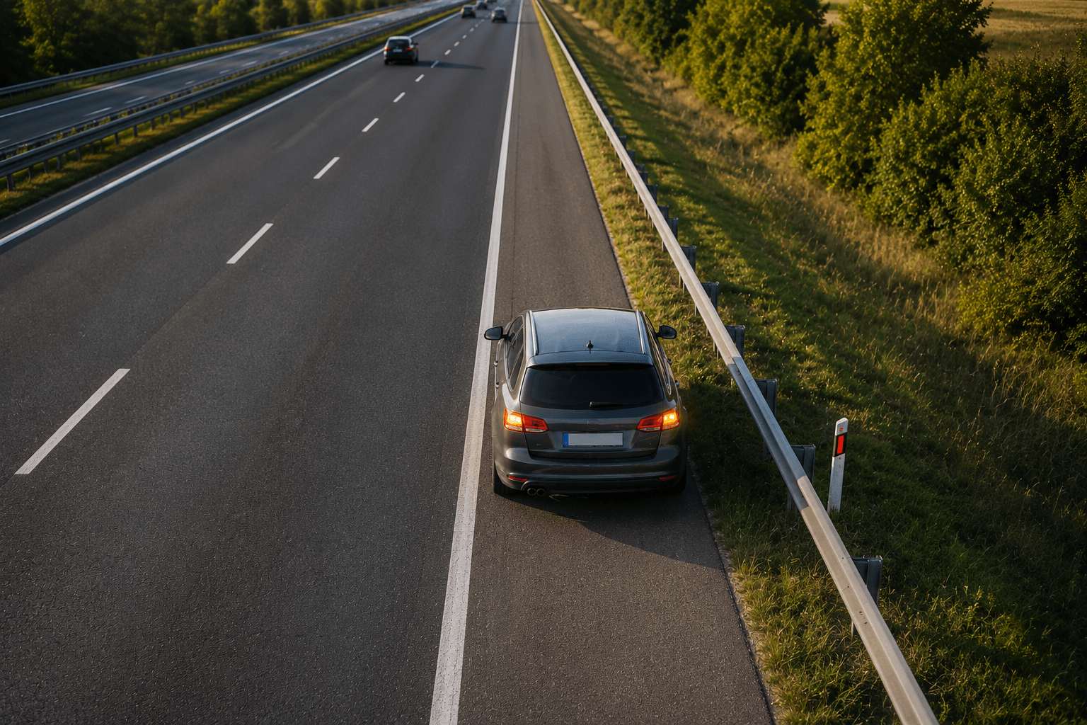 odstavene auto na dialnici - porucha vozidla